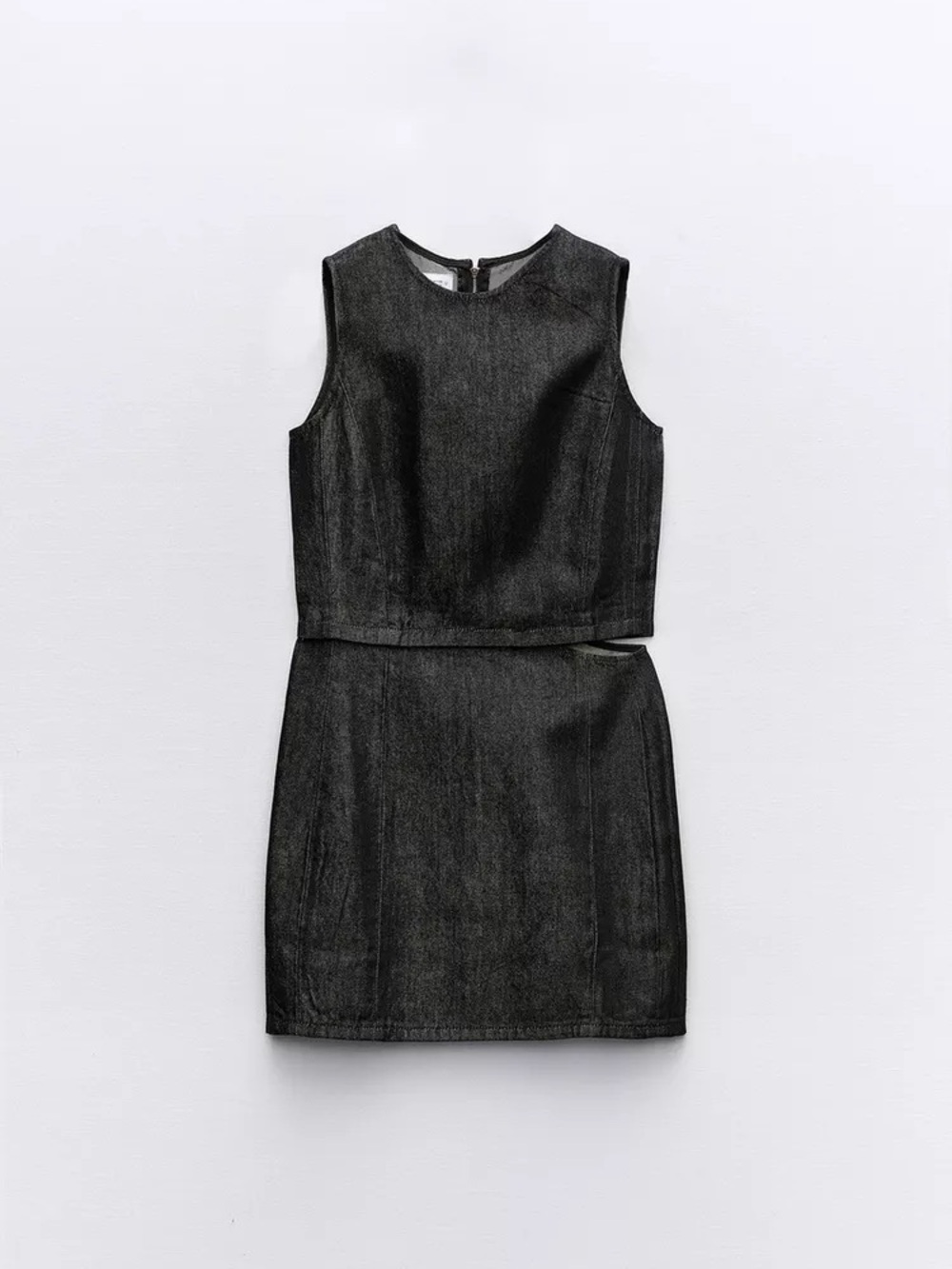 Zara Cut Out Black Denim Dress